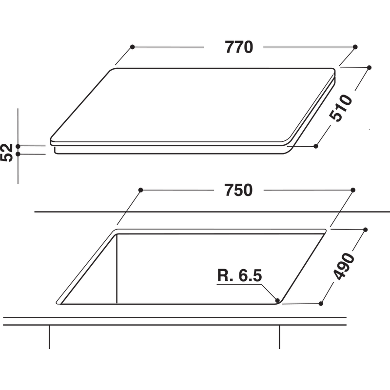 Bauknecht-Kochfeld-ESIF-6740-IN-Schwarz-Induction-vitroceramic-Technical-drawing