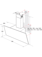 Bauknecht Dunstabzugshauben Einbaugerät DBHVP 83 LT K Schwarz Wandmontage Elektronisch Technical drawing