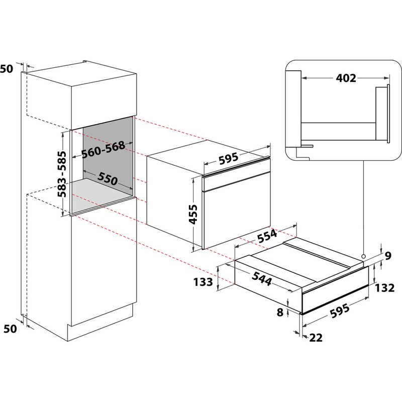 Bauknecht Geschirrwärmer WD 180 SW Schwarz Technical drawing