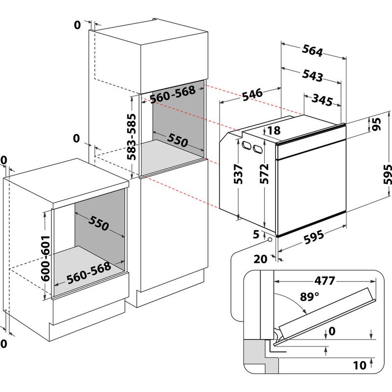 Bauknecht Einbauherd/Backofen Einbaugerät BIK11 FH8TS2 PT Elektrisch A+ Technical drawing