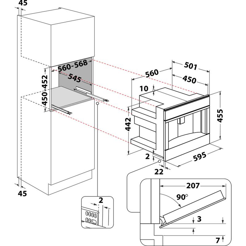 Bauknecht Built-in coffee machine KMT11 F45 Grau dunkel Fully automatic Technical drawing