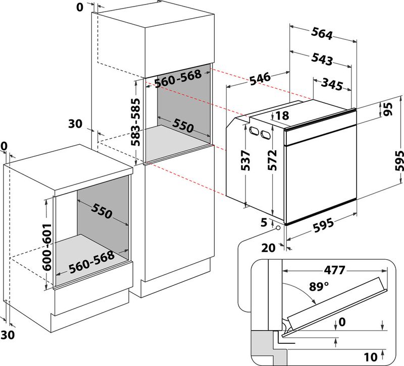 Bauknecht Einbauherd/Backofen Einbaugerät BIK7 CHC8TS PT Elektrisch A+ Technical drawing