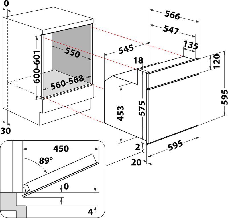 Bauknecht Einbauherd/Backofen Einbaugerät HVP2 NN5F IN Elektrisch A Technical drawing