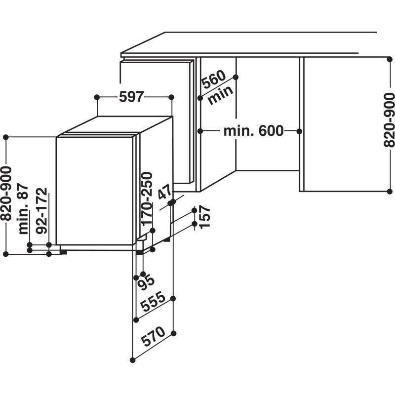 Bauknecht-Dishwasher-Einbaugerat-GSXK-5104A2-Vollintegriert--Lieferung-ohne-Mobelfront--A---Technical-drawing