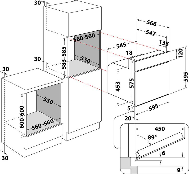 Bauknecht Einbauherd/Backofen Einbaugerät HVP2 KH5V IN Elektrisch A Technical drawing