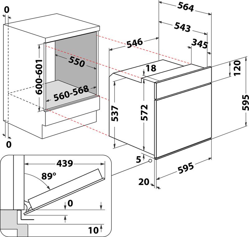 Bauknecht Einbauherd/Backofen Einbaugerät HIS5 EI8VS3 ES Elektrisch A+ Technical drawing