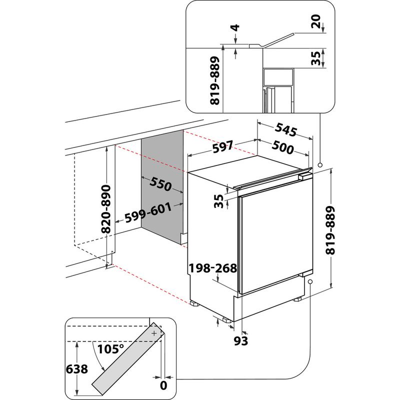 Bauknecht Kühlen Einbaugerät KSU 8VF1 Weiss Technical drawing