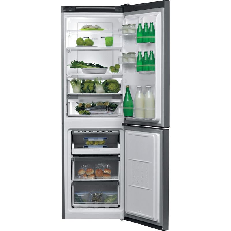 Bauknecht-Kuhl----Gefrierkombination-Standgerat-KGNF-183EX-IN-Optic-Inox-2-doors-Frontal-open