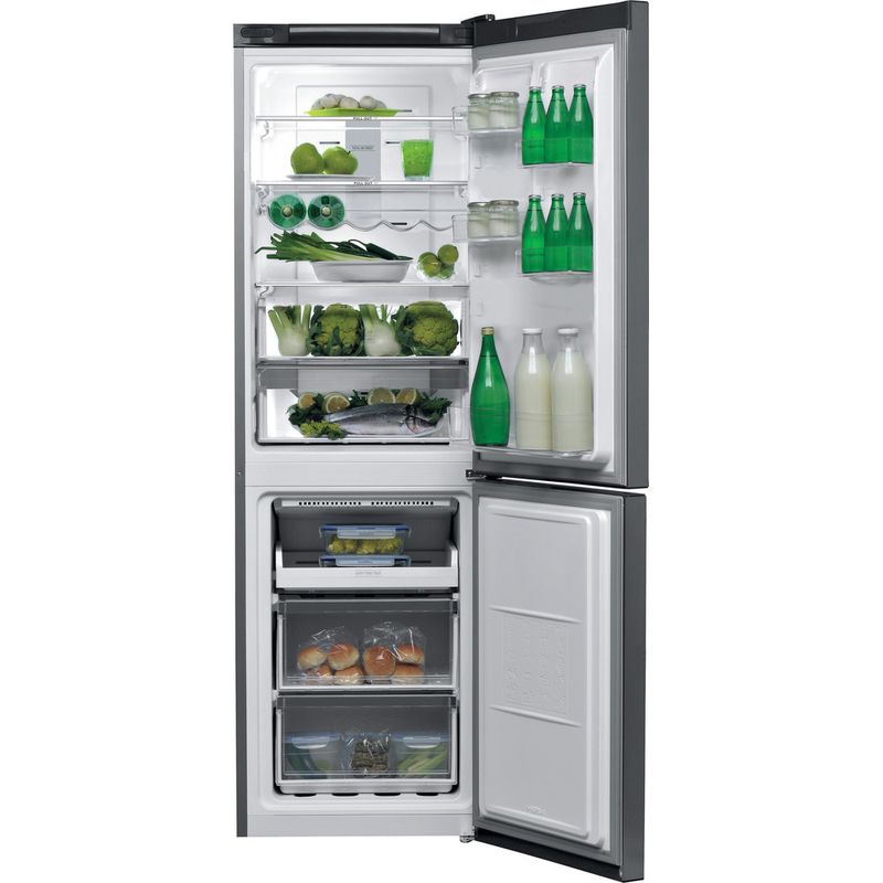 Bauknecht-Kuhl----Gefrierkombination-Standgerat-KGN-EcoFresh-182-IN-Optic-Inox-2-doors-Frontal-open