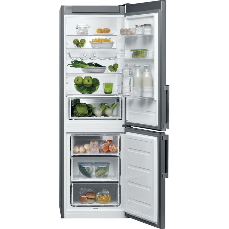 Bauknecht-Kuhl----Gefrierkombination-Standgerat-KGSF-182G-IN-2-Optic-Inox-2-doors-Frontal-open