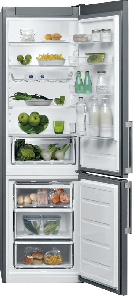 Bauknecht-Kuhl----Gefrierkombination-Standgerat-KGSF-202G-IN-2-Optic-Inox-2-doors-Frontal-open