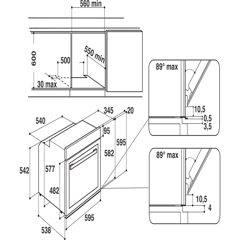 Bauknecht-Einbauherd-Backofen-Einbaugerat-BLVE-8200-PT-Elektrisch-A--Technical-drawing