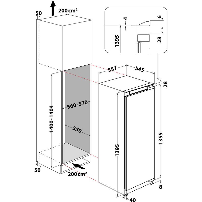 Bauknecht Kühlen Einbaugerät KSI 14VF2 P Stahl Technical drawing