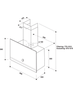 Bauknecht Dunstabzugshauben Einbaugerät DBHVA 92F LM K Schwarz Standgerät Mechanisch Technical drawing