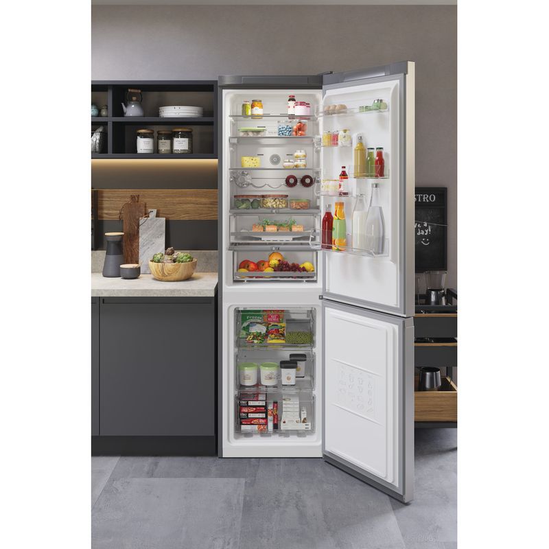 Bauknecht-Kuhl----Gefrierkombination-Standgerat-KGN-20CM3EIN-Saturn-Steel-2-doors-Lifestyle-frontal-open