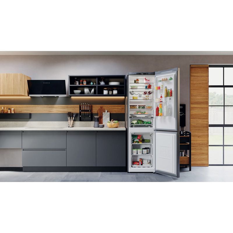 Bauknecht-Kuhl----Gefrierkombination-Standgerat-KGN-20D23IN-Saturn-Steel-2-doors-Lifestyle-frontal-open