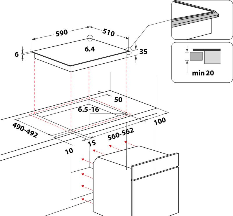 Bauknecht Kochfeld CHR 3462 IN Schwarz Radiant vitroceramic Technical drawing