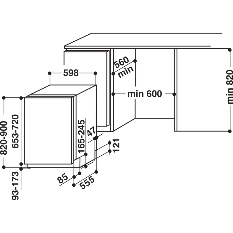 Bauknecht-Dishwasher-Einbaugerat-BIO-3T333-DELM-Vollintegriert-D-Technical-drawing