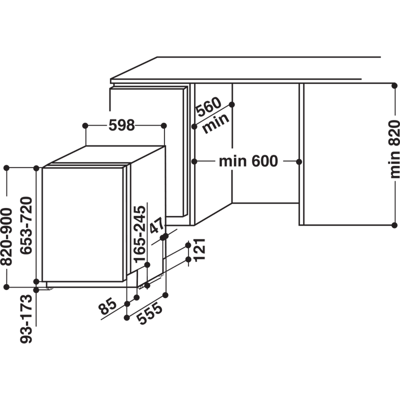 Bauknecht-Dishwasher-Einbaugerat-BCIO-3T121-PE-Vollintegriert--Lieferung-ohne-Mobelfront--E-Technical-drawing
