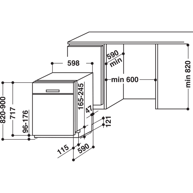 Bauknecht-Dishwasher-Standgerat-BKUO-3T334-DLM-XA-Unterbau-D-Technical-drawing