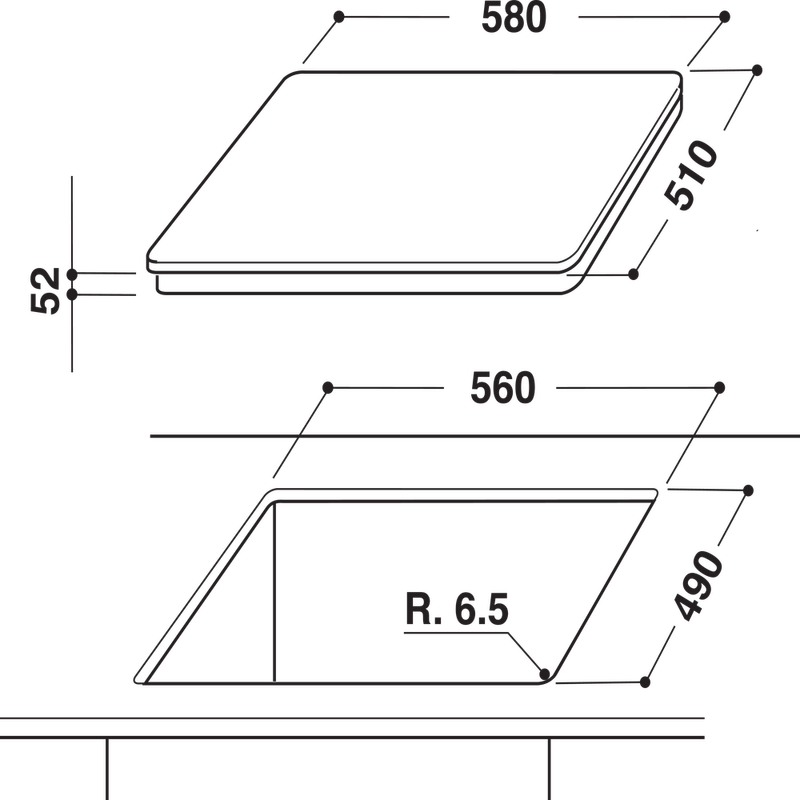 Bauknecht-Kochfeld-CTAI-9640FS-IN-Schwarz-Induction-vitroceramic-Technical-drawing