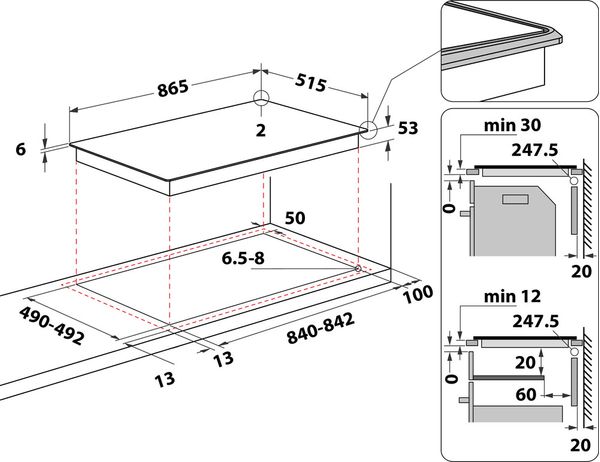 Bauknecht Kochfeld CTAC 8905AFS AL Schwarz Induction vitroceramic Technical drawing