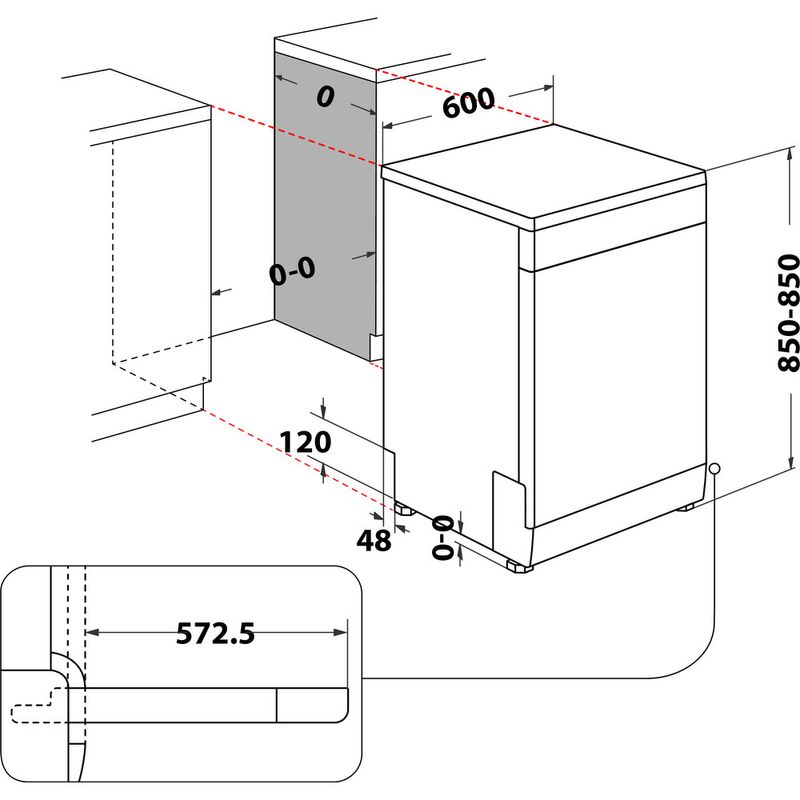 Bauknecht Dishwasher Standgerät OBFO PowerClean 6330 Standgerät D Technical drawing