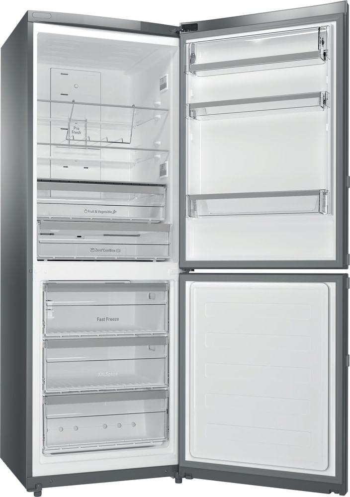 Bauknecht-Kuhl----Gefrierkombination-Standgerat-KGNXL-19-A3--IN-Optic-Inox-2-doors-Perspective-open
