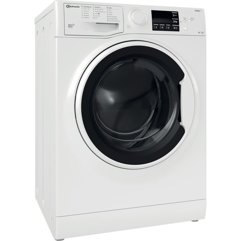 Bauknecht Waschtrockner Standgerät WD AO 8514 N Weiss Frontlader Perspective