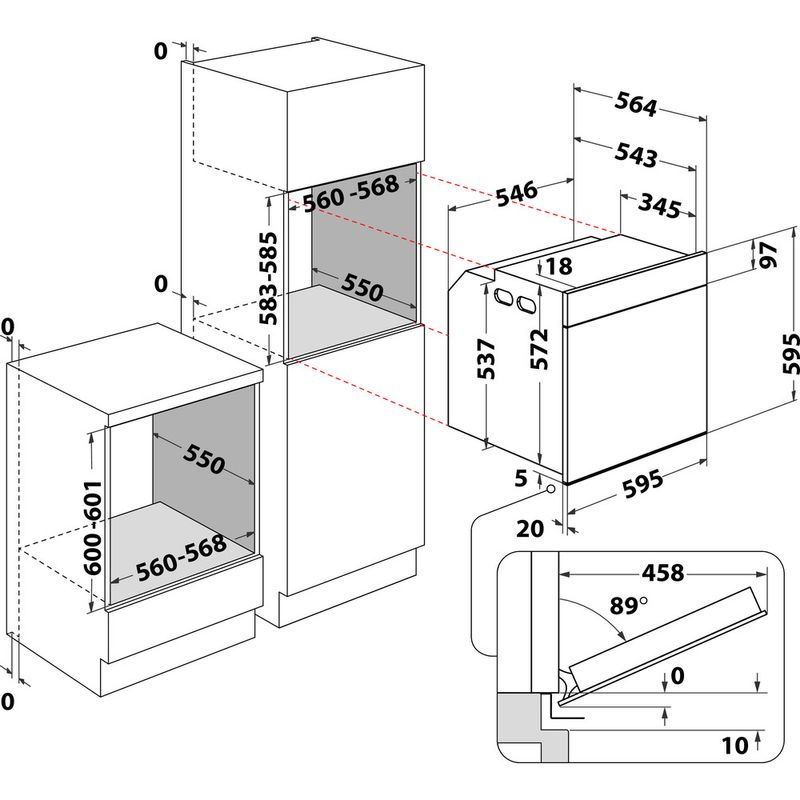 Bauknecht Einbauherd/Backofen Einbaugerät BIK5 DP8FS PT Elektrisch A+ Technical drawing