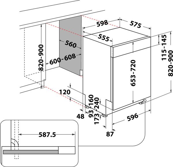 Bauknecht-Dishwasher-Einbaugerat-BBC-3B-26-X-Teilintegriert-E-Technical-drawing