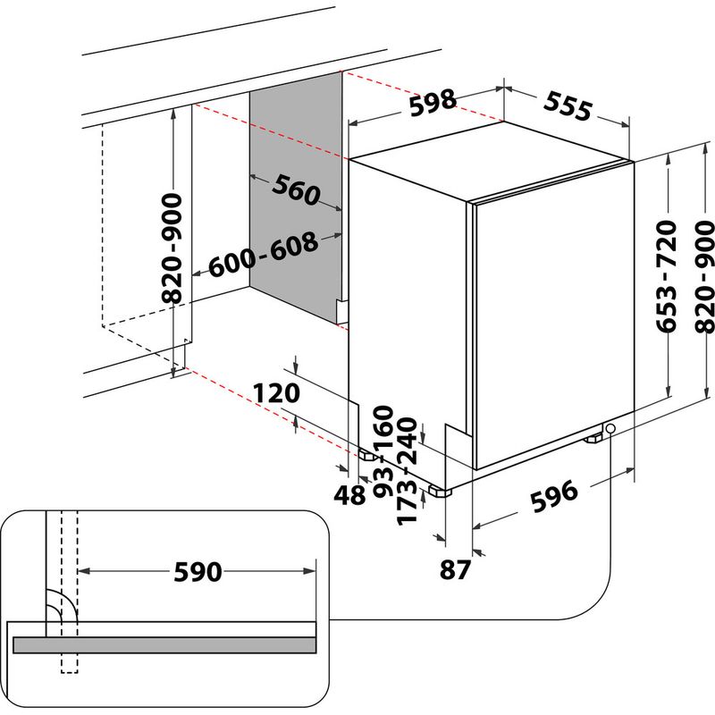 Bauknecht-Dishwasher-Einbaugerat-BCIO-3T341-PLET-Vollintegriert-C-Technical-drawing