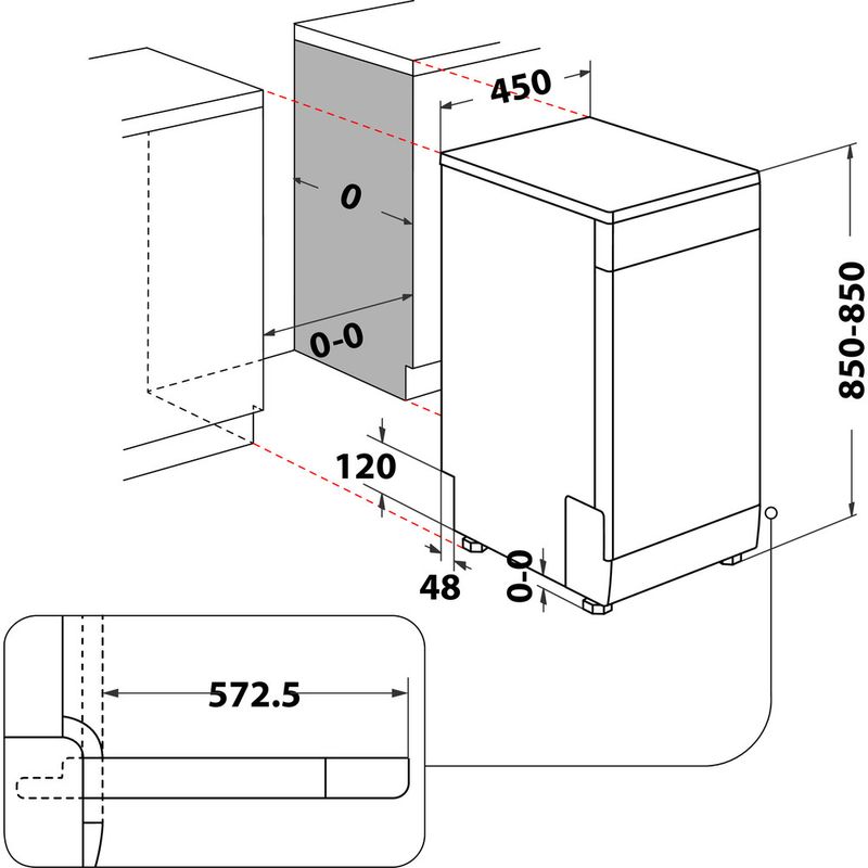 Bauknecht Dishwasher Standgerät BSFO 3O21 PF Standgerät E Technical drawing