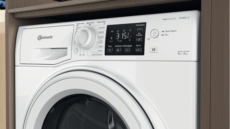 Bauknecht Waschtrockner Standgerät WT Eco Plus 86 43 N Weiss Frontlader Lifestyle control panel