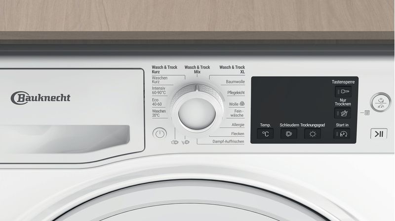 Bauknecht Waschtrockner Standgerät WT Eco Plus 86 43 N Weiss Frontlader Control panel