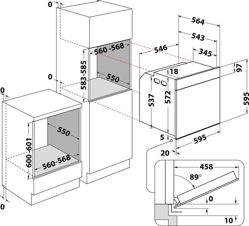 Bauknecht Einbauherd/Backofen Einbaugerät BIR4 DP8FS2 ES Elektrisch A+ Technical drawing