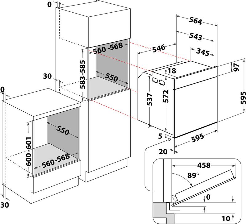 Bauknecht Einbauherd/Backofen Einbaugerät BIR4 DH8FS2 ES Elektrisch A+ Technical drawing