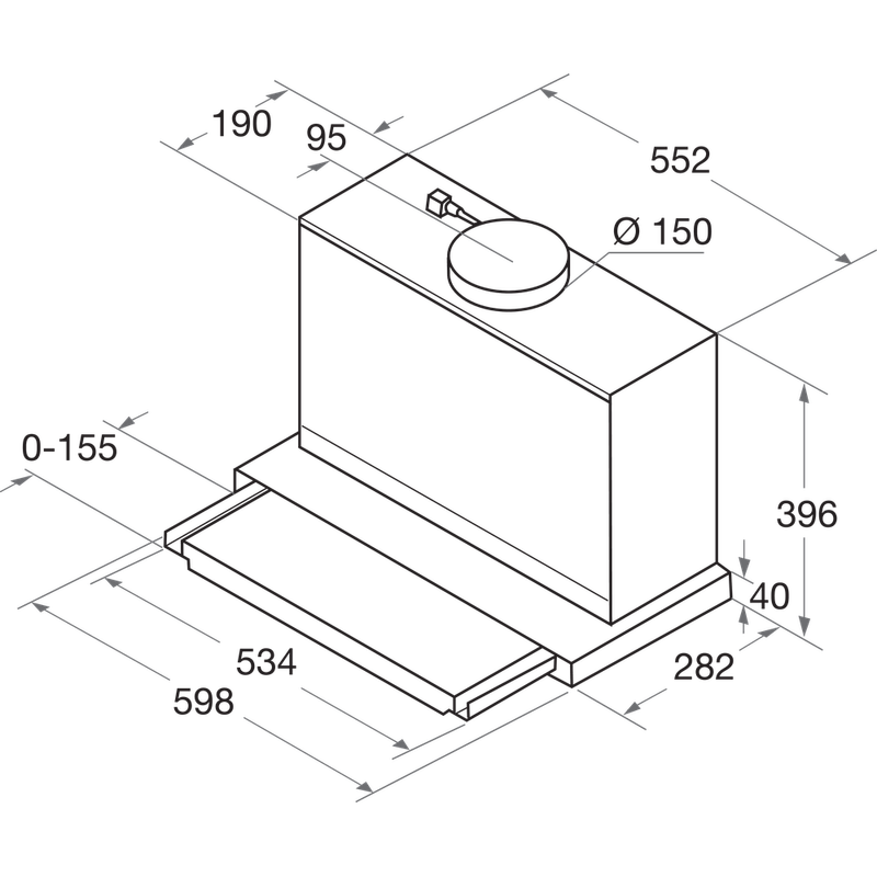 Bauknecht Dunstabzugshauben Einbaugerät DBAH 64 LM X Grau Einbaugerät Mechanisch Technical drawing