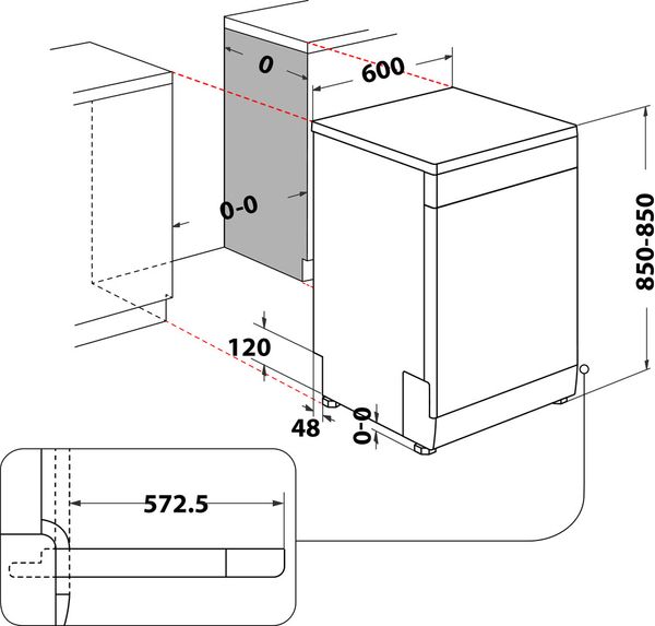 Bauknecht Dishwasher Standgerät OBFC Ecosilent 7540 Standgerät C Technical drawing