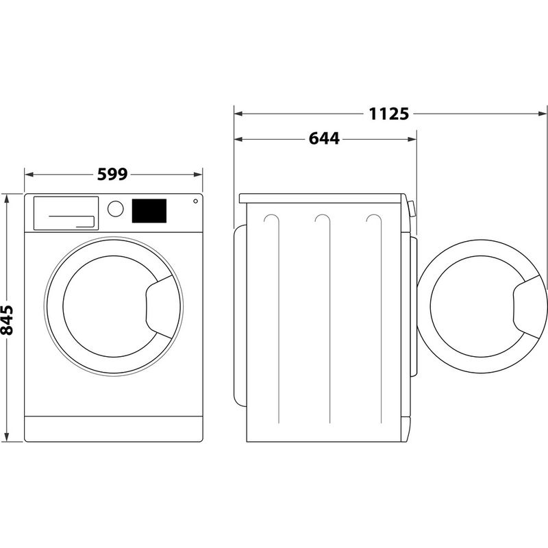 Bauknecht Waschmaschine Standgerät B8 W046WB DE Weiss Frontlader A Technical drawing