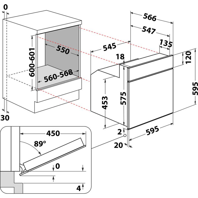 Bauknecht Einbauherd/Backofen Einbaugerät HVS5 TH8VS3 ES Elektrisch A Technical drawing