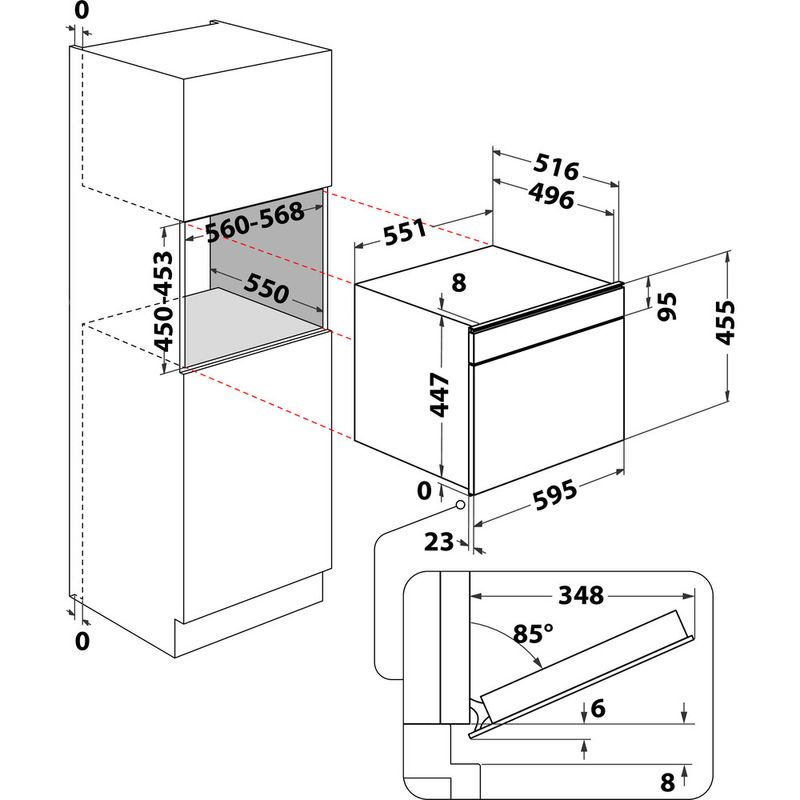 Bauknecht Einbauherd/Backofen Einbaugerät ECSK9 P845 BM Elektrisch A Technical drawing