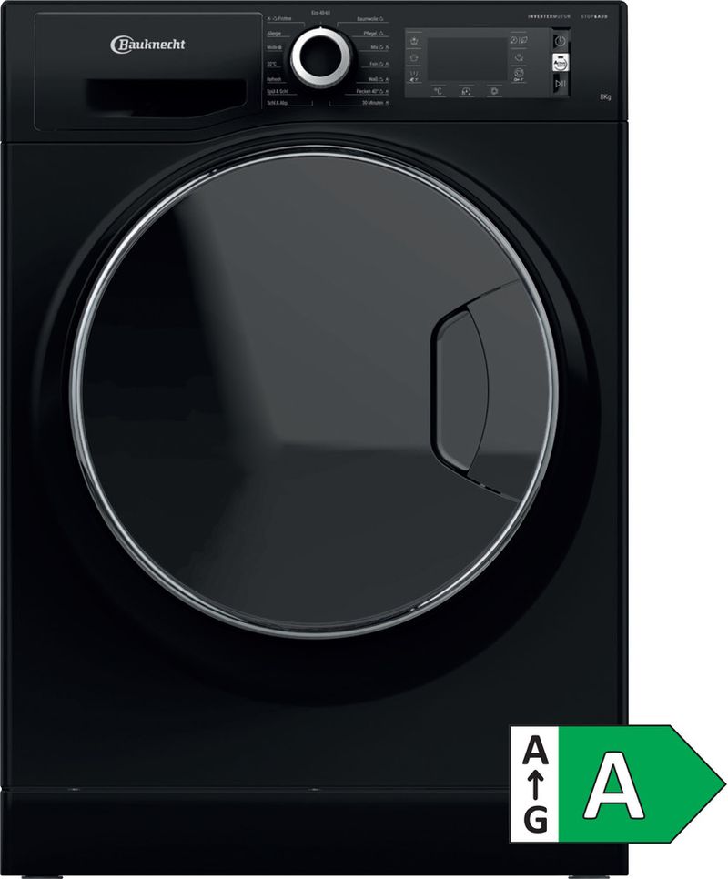 Bauknecht-Waschmaschine-Standgerat-WM-BB-8A-Schwarz-Frontlader-A-Main-with-EnLabel