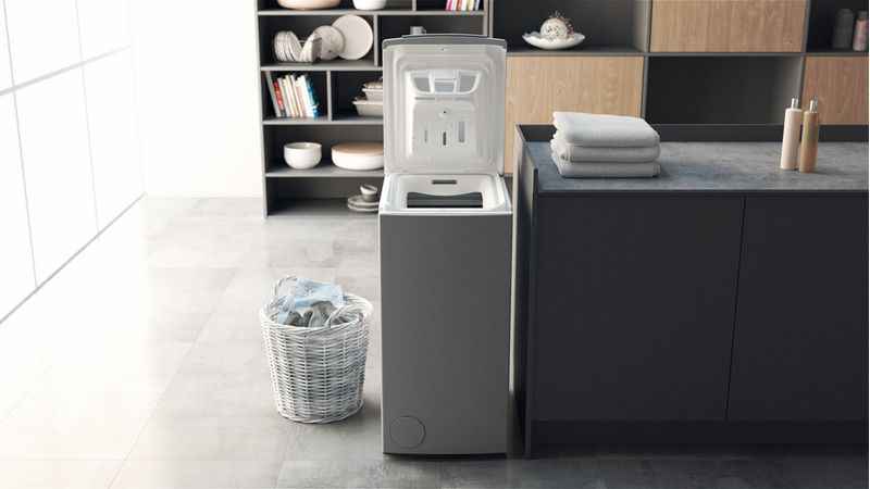 Bauknecht Waschmaschine Standgerät WMT Silver 6513 D4 Silber Toplader C Lifestyle frontal open