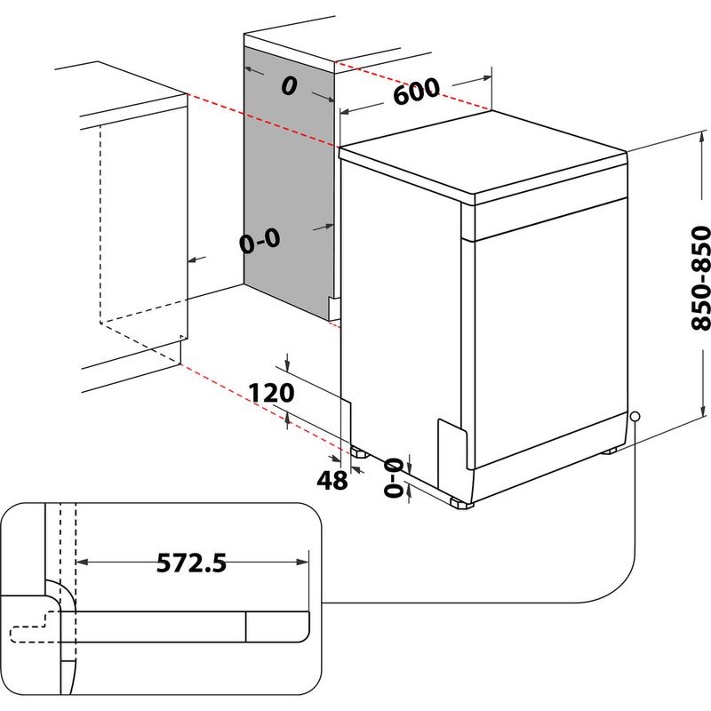 Bauknecht Dishwasher Standgerät B2F HD624 A Standgerät E Technical drawing