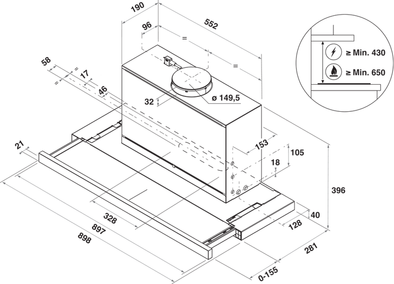 Bauknecht-Dunstabzugshauben-Einbaugerat-RBAH-92-LT-X-Edelstahloptik-Einbaugerat-Elektronisch-Technical-drawing