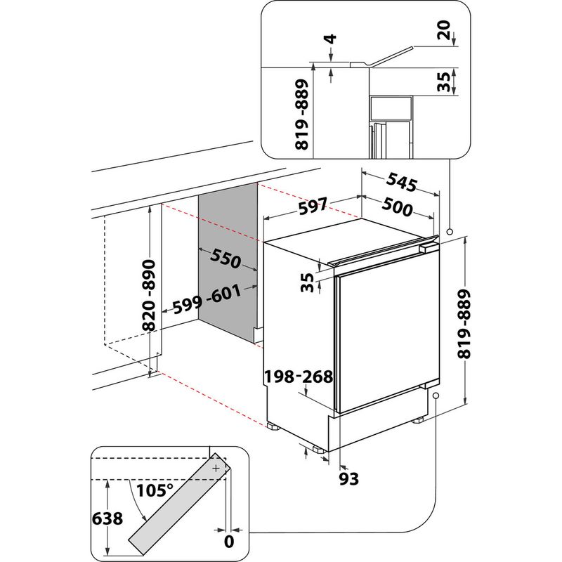 Bauknecht Gefrierteil Einbaugerät GSU 8F2 Weiss Technical drawing