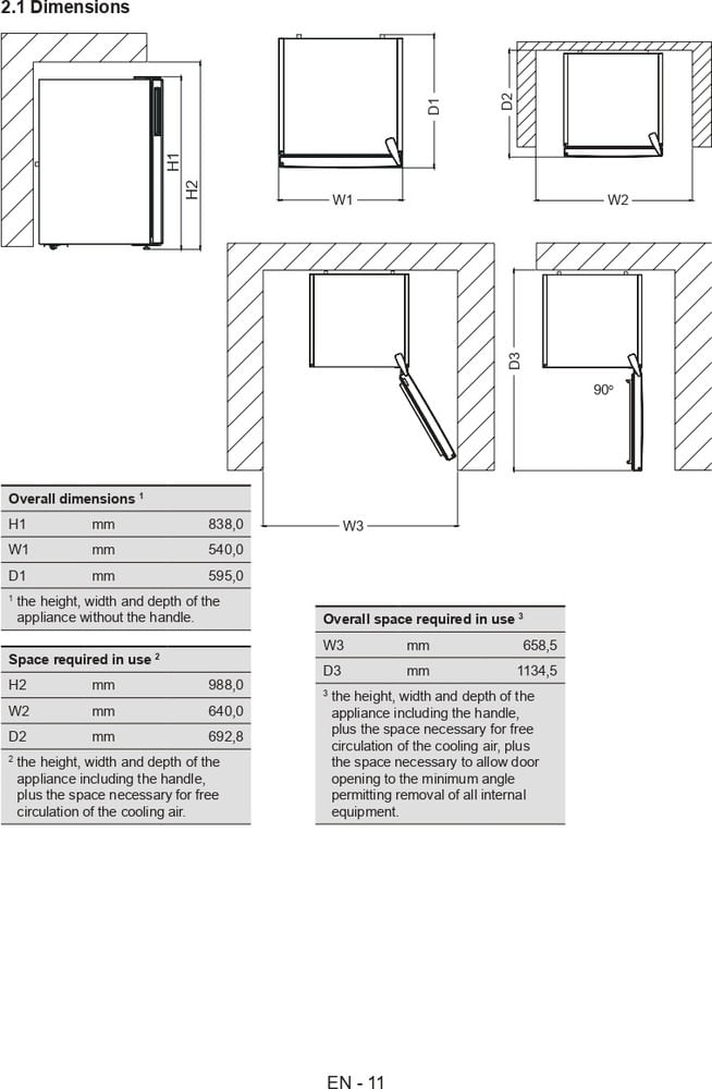 Bauknecht Kühlen Standgerät KR 195 Weiss Technical drawing