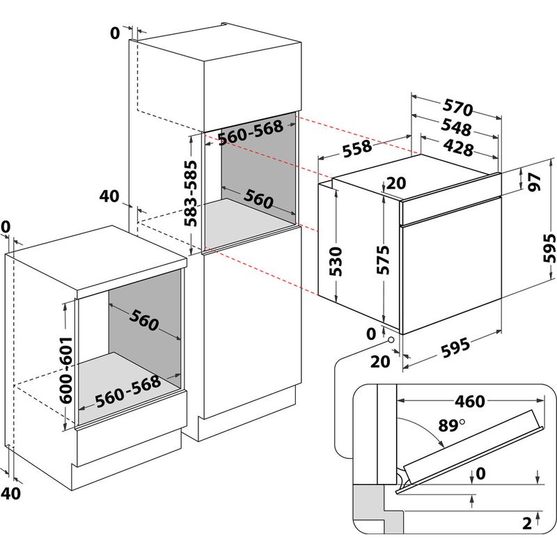 Bauknecht Einbauherd/Backofen Einbaugerät BAK3 NN8F IN1 Elektrisch A Technical drawing