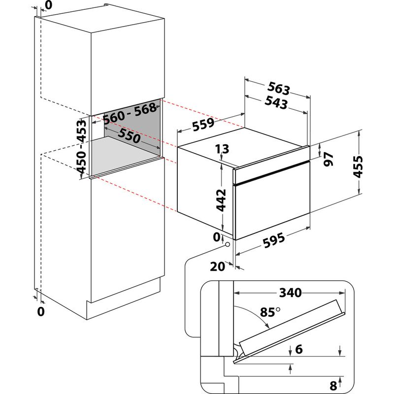 Bauknecht-Mikrowelle-Einbaugerat-BCW7O7HTSK-Schwarz-Elektronisch-53-Kombinationsbetrieb-mit-Mikrowelle-950-Technical-drawing